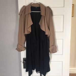 Khaki and Navy Flowy Belted Trench